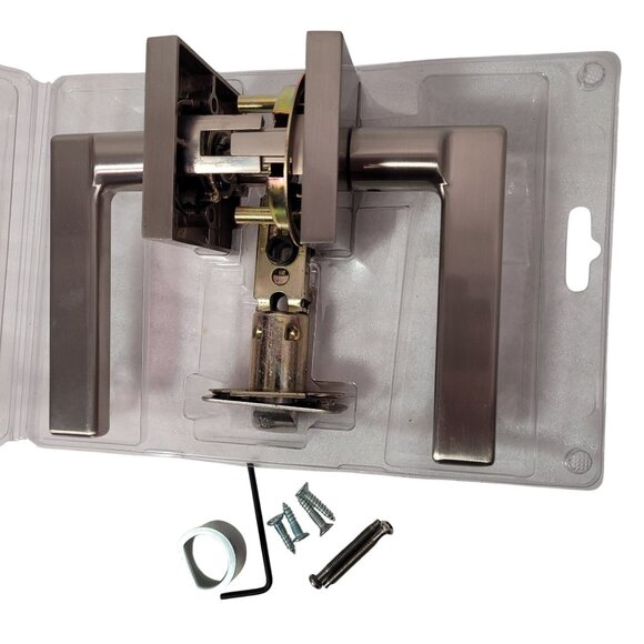 Kwikset Doorknob Bed & Bath Lockable Lever Handle 155HFL SQT 15CP - Picture 1 of 16
